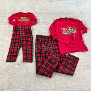 Family Pajamas Red "Feliz Navidad" Holiday Plaid Pajama Set Women’s S Toddler 4T